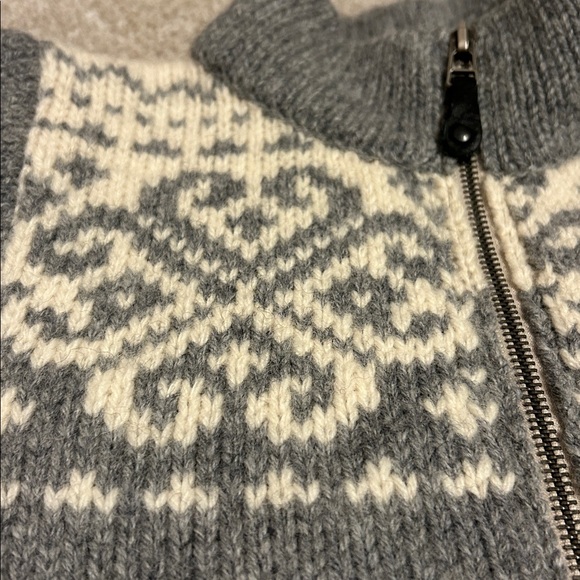 WOOL HOUSE Full Zip New Wool Sweater, NWOT, Gray/Cream, XS, $149 - Picture 5 of 10